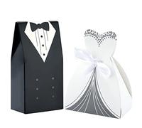 G2PLUS 50 Paires Mariage Cadeaux Box Candy Boîtes de Boîtes de Bonbons de Mariage,Sacs de Faveur de Cadeau de Mariée et de Marié pour des Occasions de Mariage