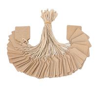 G2PLUS 500 Étiquettes de Prix Kraft avec Ficelle, 35 x 45mm | Étiquettes Kraft Marron Inscriptibles avec ficelles, pour Vêtements, Bijoux,Cadeaux et Affichage des Prix