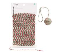 G2PLUS 50M Ficelle Coton Noël: Cordelette Bicolore Rouge Vert Blanc 2MM Ficelle Cadeau Decorative Cordes pour l'emballage de Cadeaux de Noël et Bricolage Artisanat