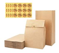 G2PLUS 50PCS Sac Kraft,Sacs en Papier Kraft,Bonbon Pochette Papier | 15.5 x 10 x 30 cm Brun Sachet de Bonbons+60PCS For you Autocollant pour Célébrations de Fête,Mariage,Anniversaire,Noël