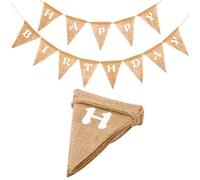 G2PLUS Banderole Anniversaire Jute Happy Birthday Banderole Guirlande Joyeux Anniversaire pour Décorations de Fête d'anniversaire