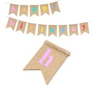 G2PLUS Banderole Anniversaire Jute Happy Birthday Banderole Guirlande Joyeux Anniversaire pour Décorations de Fête d'anniversaire