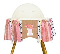 G2PLUS Bannière de Chaise Haute Cowboy Pré-Assemblé - Rose Pour Premier Anniversaire d'Enfants - Décoration 1 an