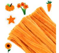 G2PLUS Fil Chenille 100PCS Tiges de Chenille Cure Pipes Cure-Pipes pour Décorations et Artisanat Créatif Creatifs de Noël 6mm * 30cm（Orange）