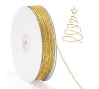 G2PLUS Fil Doré Cordon Deco Noel 1,5mm x 100m en Carrete de Cartón | Ficelle Doré Corde de Loisirs Créatifs pour Bijoux Décoration de Noël,Emballage de Cadeaux