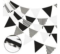 G2PLUS Guirlande Fanion Noir et Blanc,12M Fanions en Coton