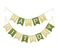 G2PLUS Guirlande Fanions Anniversaire Grand Format (16x20 cm) - Pré-Montée Banderole Décoration Fête en Papier Premium Vert/Brun - Convient pour Anniversaire Fête