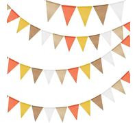 G2PLUS Orange et Jaune Guirlande Fanions Jute,12M avec 36PCS Drapeau