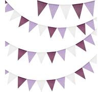G2PLUS Violet et Blanc Guirlande Fanions Jute,12M avec 36PCS Drapeau