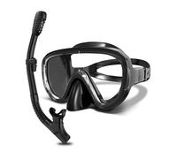G2RISE Masque de Plongée, avec Lentilles en Verre Trempé, Kit de Plongée pour Adulte avec Tuba avec Boucle Réglable Améliorée pour la Plongée en Apnée,Pongée, Natation (Noir)