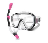 G2RISE Masque de Plongée, avec Lentilles en Verre Trempé, Kit de Plongée pour Adulte avec Tuba avec Boucle Réglable Améliorée pour la Plongée en Apnée,Pongée, Natation (Noir Rose)
