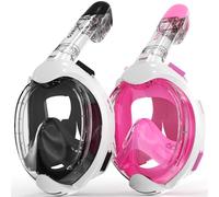 G2RISE Masque de Plongée Enfant Intégral, Vue Panoramique à 180 degrés, Anti-buée et Anti-Fuite (Blanc Noir et Blanc Rose)