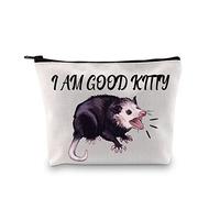 G2TUP Opossum Lover Gift I Am Good Kitty Opossum Trousse de maquillage Opossum Mom Trousse de maquillage Opossum Whisperer Cadeau Wildlife Rescue Pochette de voyage zippée I Am Good Kitty Sac blanc,