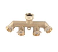 G3 / 4 Raccord de Tuyau De Jardin en Laiton, Diviseur À 4 Voies, 16,5x8cm - Valve Boule Étanche, Rotation 360°, Usage Irrigation et Arrosage
