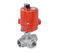 G3/4'' Vanne à Bille 3 Voies T-Port en Acier Inoxydable avec Actionneur Électrique 100-240 V AC