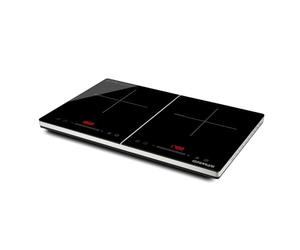 G3 Ferrari G10209 Energiko Duo Plaque à Induction, 1800W plus 1700W, Design Fin, Puissance Réglable, Fonction Booster, Minuteur, Affichage Numérique, Verrouillage de Sécurité, Noir-Gris argenté