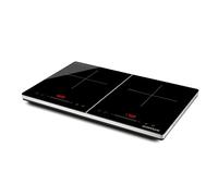 G3 Ferrari G10209 Energiko Duo Plaque à Induction, 1800W plus 1700W, Design Fin, Température Réglable, Fonction Booster, Minuteur, Affichage Numérique, Verrouillage de Sécurité, Noir-Gris argenté