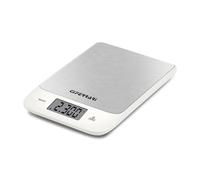 G3 Ferrari G20168 Balance de cuisine "Stefy", plaque en acier inoxydable, épaisseur 17 mm, grand écran, mesure 1 g/5 kg, indicateur d'erreur et d'épuisement des batteries, blanc