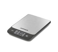 G3 Ferrari G20168 Balance de cuisine "Stefy", plaque en acier inoxydable, épaisseur 17 mm, grand écran, mesure 1 g/5 kg, indicateur d'erreur et d'épuisement des batteries, gris