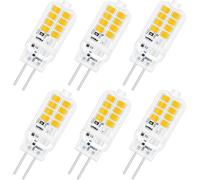 G4 12v 3w Led Bulb,Non-Dimmable,16*Smd 300lm Warm White 3000k,Equivalent 25w Halogen Bulb,Light Bulb,For Chandelier,Wardrobe Light,Landscape Lighting,Bedroom,Pack Of 6