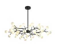G4 Lustre Lustre Moderne Spoutnik Firefly, Noir Pendant La Branche Lumineuse Hauteur Réglable Plafonnier Luminaire Industriel Vintage Pour Cuisine Salle À Manger Éclairage-Abat-jour En Verre Noir Et