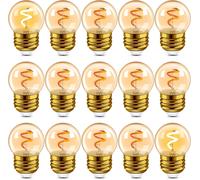 G40 E27 LED rétro ampoule à filament Edison Mini Globe 1W ampoule à filament en spirale en verre ambre 220V pour guirlandes extérieures,lumières de café,de Noël Super chaud 2200K,2 Pack