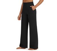 G4Free BareFeel Pantalon de yoga pour femme à jambe large avec poches Taille haute Pantalon de survêtement confortable 73,7 cm/78,7 cm/83,8 cm, noir, Taille L