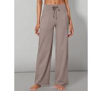 G4Free EverGoing Pantalon de yoga à jambe large pour femme - Taille haute avec poches - Pantalon de détente extensible et confortable, taupe, Medium Petite