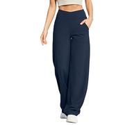 G4Free EverGoing Pantalon de yoga ample à jambes larges pour femme avec poches petite/standard/grande, extensible, décontracté, bleu marine foncé, Taille XL