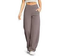 G4Free EverGoing Pantalon de yoga ample à jambes larges pour femme avec poches petite/standard/grande, extensible, décontracté, taupe, Taille L
