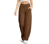 G4Free EverGoing Pantalon de yoga ample à jambes larges pour femme avec poches petite/standard/grande, extensible, décontracté, Café noir, Taille XL