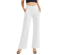 G4Free EverGoing Pantalon de yoga ample à jambes larges pour femme avec poches petite/standard/grande, extensible, décontracté, blanc, XX-Large