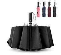 G4Free Grand parapluie de voyage coupe-vent de 137,2 cm pour la pluie, pliable et compact avec 10 baleines, ouverture automatique