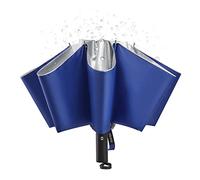 G4Free Grand parapluie de voyage inversé UPF 50+ avec protection UV de 137 cm, 10 baleines, coupe-vent, compact, blocage du soleil, ouverture automatique (bleu/argent)