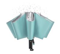 G4Free Grand parapluie de voyage inversé UPF 50+ avec protection UV de 137 cm, 10 baleines, coupe-vent, compact, blocage du soleil, ouverture automatique (bleu lac/argent)
