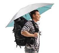 G4Free Liteflex Petit parapluie de randonnée ultraléger de 109,2 cm argenté pliable pour trekking, randonnée avec kit de parapluie mains libres en bonus (bleu lac/argent)