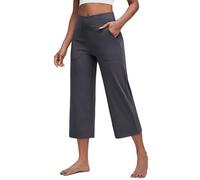 G4Free Pantacourt capri pour femme - Coupe large - Coupe ample - Avec poches croisées - Style décontracté, Gris foncé., Taille S