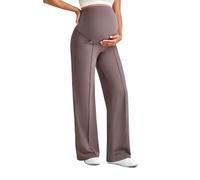 G4Free Pantalon de maternité pour yoga avec poches élastique pour le ventre, pantalon de travail extensible, pantalon de grossesse à jambe large, pantalon de détente, taupe, XX-Large