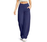G4Free Pantalon de Yoga Femme Fluide Taille Haute Jambe Large Droit éLastique de Jogging avec Poches Couleur Confortable