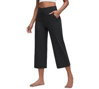 G4Free Pantalon de yoga pour femme avec poches, coupe bootcut, taille haute, jambes larges, pantalon capri, taille croisée, jambe large, pantalon de costume élégant pour le travail, le sport, le yoga