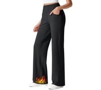 G4Free Pantalon doublé en polaire pour femme - Pantalon de travail à jambe large avec poches - Pantalon de survêtement taille haute pour robe décontractée d'hiver, noir, Medium haut