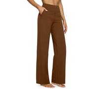 G4Free Pantalon Yoga Femme Jogging Taille Haute avec 4 Poches Pantalon d'affaires Extensible à Jambe Large Pantalon de Travail Pantalon Droit Ample Grande
