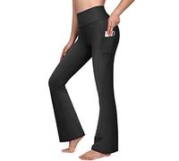 G4Free Pantalons de Sport Pantalon de Yoga Bootcut Femmes avec Poches Pantalon d'Entraînement Taille Haute Pantalon de Travail Décontracté Bootleg Pantalon Habillé Imprimé，Noir，M