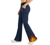 G4Free Pantalons de Yoga et Pilates Femme Pantalon Thermique Leggings avec 4 Poches Bootcut Doublé en Polaire Taille Haute Pantalons pour Le Travail Occasionnel
