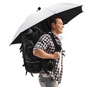 G4Free Parapluie de randonnée grand format de 46 pouces ultraléger UV argent réfléchissant de taille complète pour le trekking et le sac à dos (argent/noir)