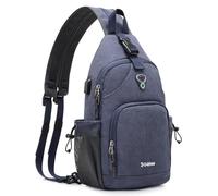G4Free Sac à bandoulière en toile pour homme et femme pour voyage, randonnée, course, escalade, Bleu marine