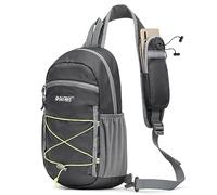 G4Free Sac à dos à bandoulière avec blocage RFID avec poche avant pour randonnée, sac de poitrine pour homme et femme, gris foncé, Taille unique