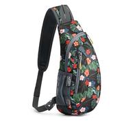 G4Free Sac de Poitrine Poches à bandoulière Femmes, hommes, enfants, Fleur Noire, S, Pratiques