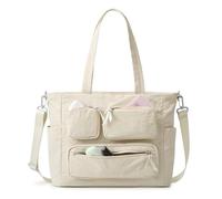 G4Free Sac fourre-tout pour femme, sac de travail avec poche pour ordinateur portable, sac de yoga léger pour le voyage, beige, 20 Long