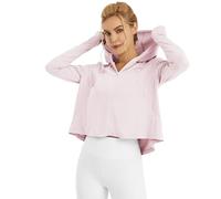 G4Free Sweat à capuche avec protection solaire UPF 50+ pour femme - Léger - Séchage rapide - Manches longues - Fermeture éclair - Avec poche - Pour randonnée en plein air, rose, Taille L